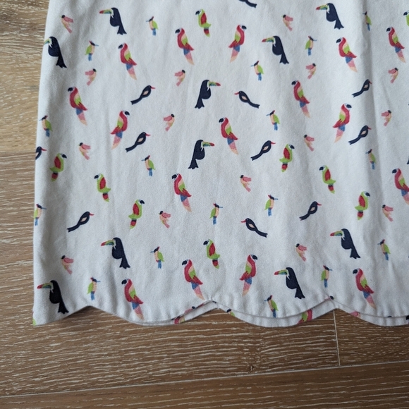 TALBOTS Parrot Toucan Skirt 10 Scalloped Hem Cotton Cream White - Picture 4 of 10